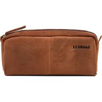 OEM Lederetui für Arbeit, Uni, Schule I Großes Etui aus echtem Leder I Lederetui I Etui für Stifte I Vintage Rotbraun