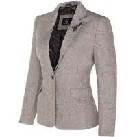 TruClothing Hellgrauer Tweed-Blazer im Fischgrätmuster der 1920er-Jahre für Damen