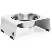 OEM Hundebarschale Erhöhtes Fressbett Futterstation aus Edelstahl und Stahl (Weiß, Einzelstück)