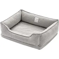 OEM Schwimmhundebett, kaltliebend, kratzfest, waschbar, antirutsch, wolle, für große, mittelgroße und kleine Hunde geeignet, L, grau