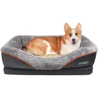 OEM Husher Memory Foam Hundebett, Tierbett & Sitzbank mit Abziehbarer, Waschbarer Überdecke und Piependem Spielzeug als Geschenkidee