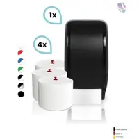 Blanc HYGIENIC SET: 1x Toilettenpapierspender Doppelrollen Blanc Cosmos verschied. Farben + 4 Toilettenpapierrollen Long Life 3L - PRODUKTSET