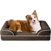 OEM Großhund-Komfortbett im Design für große Hunde - 104 x 69 x 15 cm, Wasserfester Hundekissen aus hochwertigem Traumstoff, bequemes Waschbar- und Antirutsch-Hundesofa mit hohem Rand in Braun.