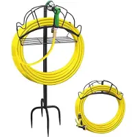 OEM Robuster Gartenwasserschlauchhalter mit Aufbewahrungskasten und selbsthaltendem Wasserhahn für Terrassen und Rasenflächen.