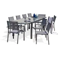 DCB Groupe 10-Sitzer-Essgruppe ausfarbenem Aluminium und Glasplatte