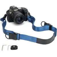 OEM Universaler Kamera-Aufklappriem - Verstellbares Kamerastativgurt + AR-AC Schweizer Kamera-Schnellwechselplatte - BLAU für Canon Nikon Sony Fujifilm DSLR-Kameras