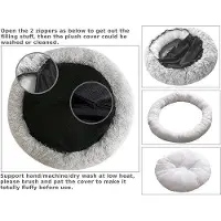 OEM Angstlinder für Hunde, weiches, rundes Kissen mit abnehmbarem, waschbarem Bezug, Schutz für Hunde gegen Angst, weiches Hundebett (70 cm, Silber)