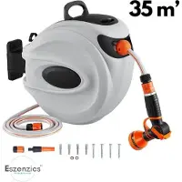 OEM Hortenbaum-Wasserschlauch - 35 Meter lang - Düsenkasten - 180 Grad drehbar - Starker Aufrollmechanismus - Düse mit 9 Einstellungen