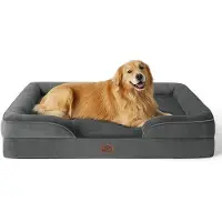 OEM Orthopädisches Hundebett, ergonomische Hundekissen - 134 x 106 cm, eiförmiges Kratzkissen für große Hunde, waschbar, antislip, dunkelgrau