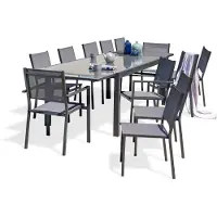 DCB Groupe 12-Sitzer-Essgruppe ausfarbenem Aluminium und Glasplatte