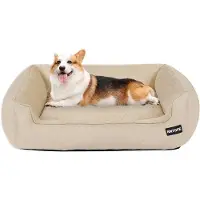 OEM Hundebett, Hundebank, Hundekissen, Hundematte, Abnehmbar und Waschbar, Beige, 90 x 75 x 25 cm