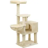 OEM Kletterbaum für Katzen - Moderne Katenspielstation - Beige Sisal Klettergerüst - 55 x 40 x 138 cm