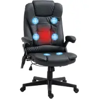 BundiGlassware Bürostuhl mit Massagefunktion Ergonomischer Chefsessel mit Heizfunktion, Liegefunktion, Wippfunktion, Höhenverstellbar 360° Drehbar Schreibtischstuhl, Kunstleder, Schwarz
