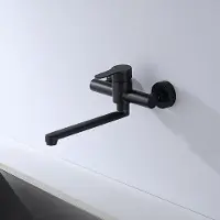 OEM Wandmontierte Küchenarmatur, 360-Grad-Dreharmatur, 23 cm lang, rohstahl, schwarz