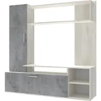 Nabbi Wohnzimmerwand Schneeball - Weiß Holz / Beton