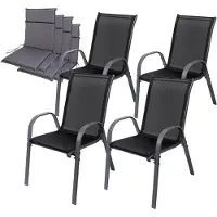 Markenlos Gartenstühle 4er Set Kuba mit Sitzauflage – Stapelbare Gartenstühle mit stabilem Metallgestell und hoher Belastbarkeit – Bequeme Stühle für Terrasse oder Balkon