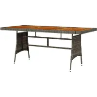 Markenlos Gartentisch, Klapptisch Garten, Balkontisch, Garten Tisch, Balkonmöbel, Tisch Klappbar, Grau 160x70x72 cm Poly Rattan & Massivholz Akazie