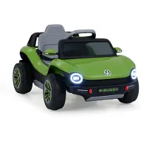 Costway Kinder Elektroauto VW, 12V Kinderauto elektrisch mit 2,4G Fernbedienung, Hupe, Musik, USB, Scheinwerfer&Stauraum, 2,5-4 km/h für Kinder 3+Grün