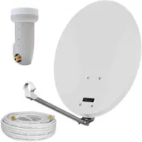HB-DIGITAL Sat Anlage 60cm hellgrau mit Single LNB und 10m Koaxialkabel
