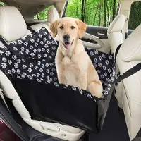 OEM Hundeautositz mit Sicherheitsgurt, Hundebox für den Rücksitz, Zugang für den Vordersitz, wasserdichtes Hundebett, Messabmessungen 68 x 57 x 33 cm.