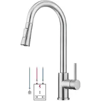 OEM RVS 360-Grad-Küchenarmatur mit drehbarer Duschkop, 3-Wasserhahn-Anschluss für Boiler, Hochbock-Küchenarmatur mit 2 Duschanstalten