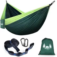 Famanu Hängematte in Grün-Dunkelgrün für den Außenbereich, ideal zum Camping und zur Entspannung