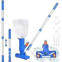 Famanu Poolstaubsauger - Verbesserte Aluminiumstange - Blau