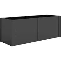 Welikera Hochbeet aus galvanisiertem Stahl, 150 x 53 x 55 cm, Outdoor-Pflanzkasten mit Trennwand, Schwarz