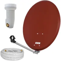HB-DIGITAL Sat Anlage 60cm rot mit Single LNB und 10m Koaxialkabel