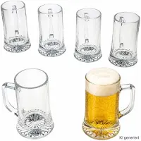MamboCat 6x Akki Bierkrug 0,4L mit Sternboden & Henkel Bierhumpen 400ml Seidel Glas