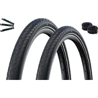 Schwalbe Fahrradreifen 2 x Motion Big Apple RaceGuard ADDIX Green E-25 Schwarz-Reflex 55-507 (24 x 2.15) + 2 x Schläuche DV10 inkl. maxxi4you Reifenheber