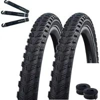 Schwalbe 2 x Marathon 365 Fahrradreifen 28 x 2,15 (55-622) Schwarz/Reflex + 2 x Schläuche AV19 inkl. Reifenheber