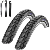 Schwalbe 2 x Marathon Mondial Performance Fahrradreifen RaceGuard E-25 Fahrrad Mantel Decke 37-622 (28 x 1,40") inkl. Reifenheber