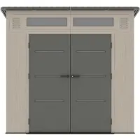 Vente-unique Gartenhaus aus HDPE-Kunststoff, Pultdach, Beige und Grau, 6,5 m² mit Boden - Wandstärke 22 mm - ANTEVA