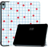 IMoshion Design Trifold Klaphülle für das Apple iPad 11 (2025) 11 Zoll A16 / iPad 10 (2022) 10.9 Zoll - Cherry Check