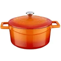 WAS Germany LAVA Kochtopf mit Deckel aus emailliertem Gusseisen Orange mit 2,8 Liter