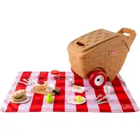 Step2 My First Picnic Basket Spielzeug Picknickset | Picknickkorb mit Rollen und Griff - Inklusive 30-teiligem Zubehörset / Picknickdecke - ab 1,5 Jahren