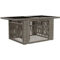 Syfax Gartentisch Grau 100 x 55 x 37 cm PE Rattan und Glas