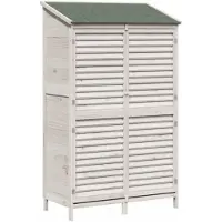 Syfax Garten Shed Weiß 106 x 56 x 176,5 cm Massivholz aus Fichte