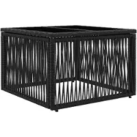 vidaXL Gartentisch Schwarz 55 x 55 x 37 cm PE Rattan und Glas