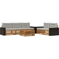 vidaXL Outdoor-Sofagarnitur 6 pcs Natürlich und Hellgrau