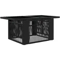 Syfax Gartentisch Schwarz 100 x 55 x 37 cm PE Rattan und Glas