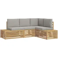 vidaXL Outdoor-Sofagarnitur mit Kissen 4 Stück Weiß und Hellgrau