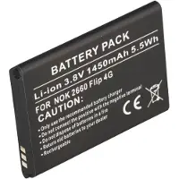 AccuCell Akku passend für Nokia 2660 Flip 4G, Li-ion, 3,8V, 1450mAh, 5,5Wh
