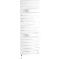 Kermi Tabeo-E Bad- und Wohnheizkörper, Serie Tabeo, Glanzsilber Metallic, Höhe 1437 mm, Länge 600 mm, Breite 101 mm, links, 800 Watt, Schutzklasse I (SKI), EU-Stecker
