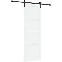 vidaXL Schiebetür Weiß und Schwarz 83 x 232 cm Massives Kiefernholz
