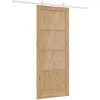 vidaXL Schiebetür Natürlich und Weiß 86 x 211 cm Massives Kiefernholz