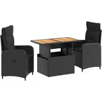 vidaXL Outdoortisch-Set 3 stk. Schwarz