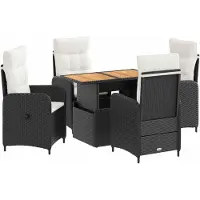 Syfax Outdoortisch-Set mit Kissen 5 pcs Schwarz und Cremeweiß