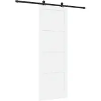 vidaXL Schiebetür Weiß und Schwarz 83 x 232 cm Massives Kiefernholz